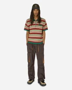 Brain Dead T-Shirts^Lifted Stripe Half Zip Shirt Red