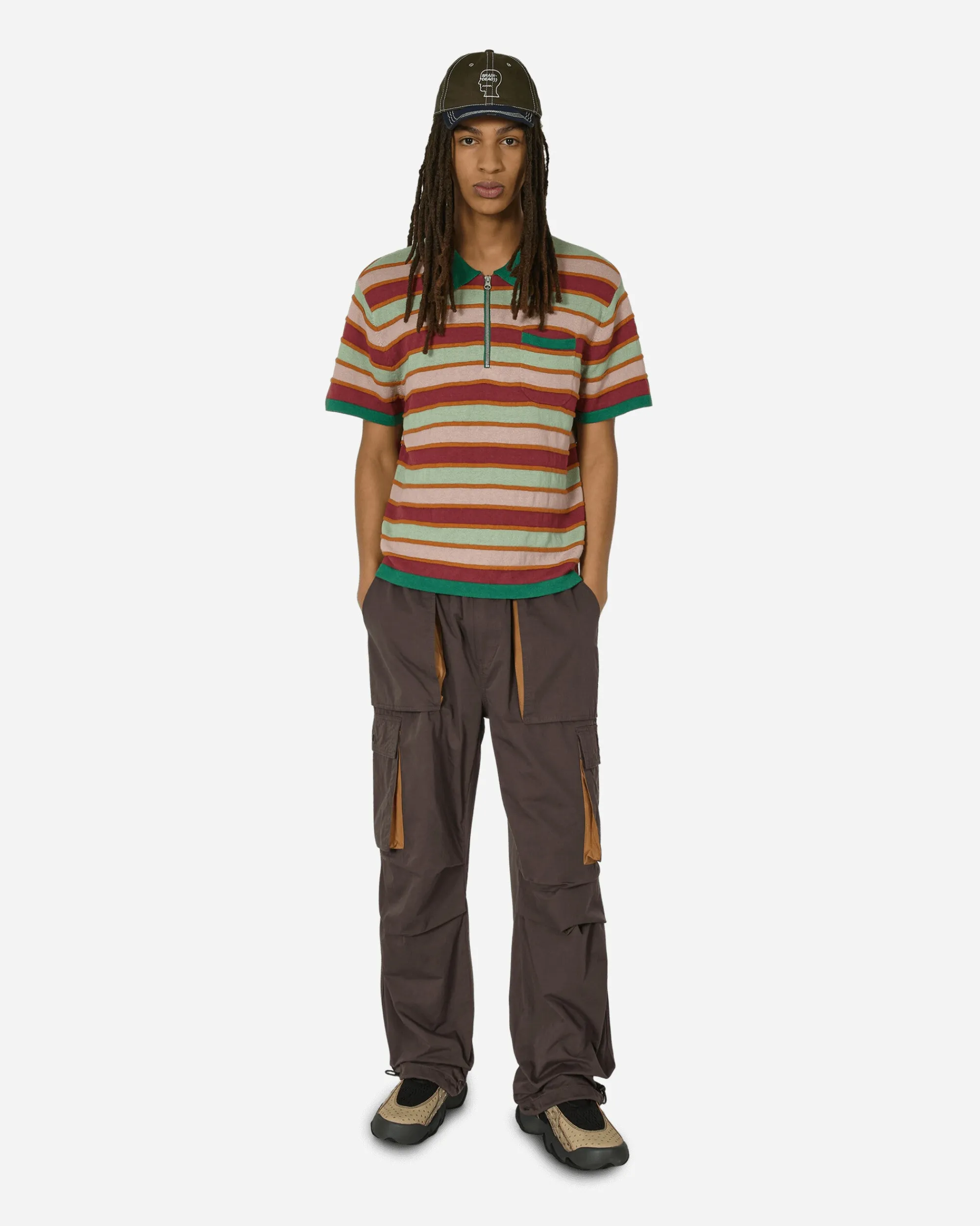 Brain Dead T-Shirts^Lifted Stripe Half Zip Shirt Red