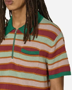 Brain Dead T-Shirts^Lifted Stripe Half Zip Shirt Red