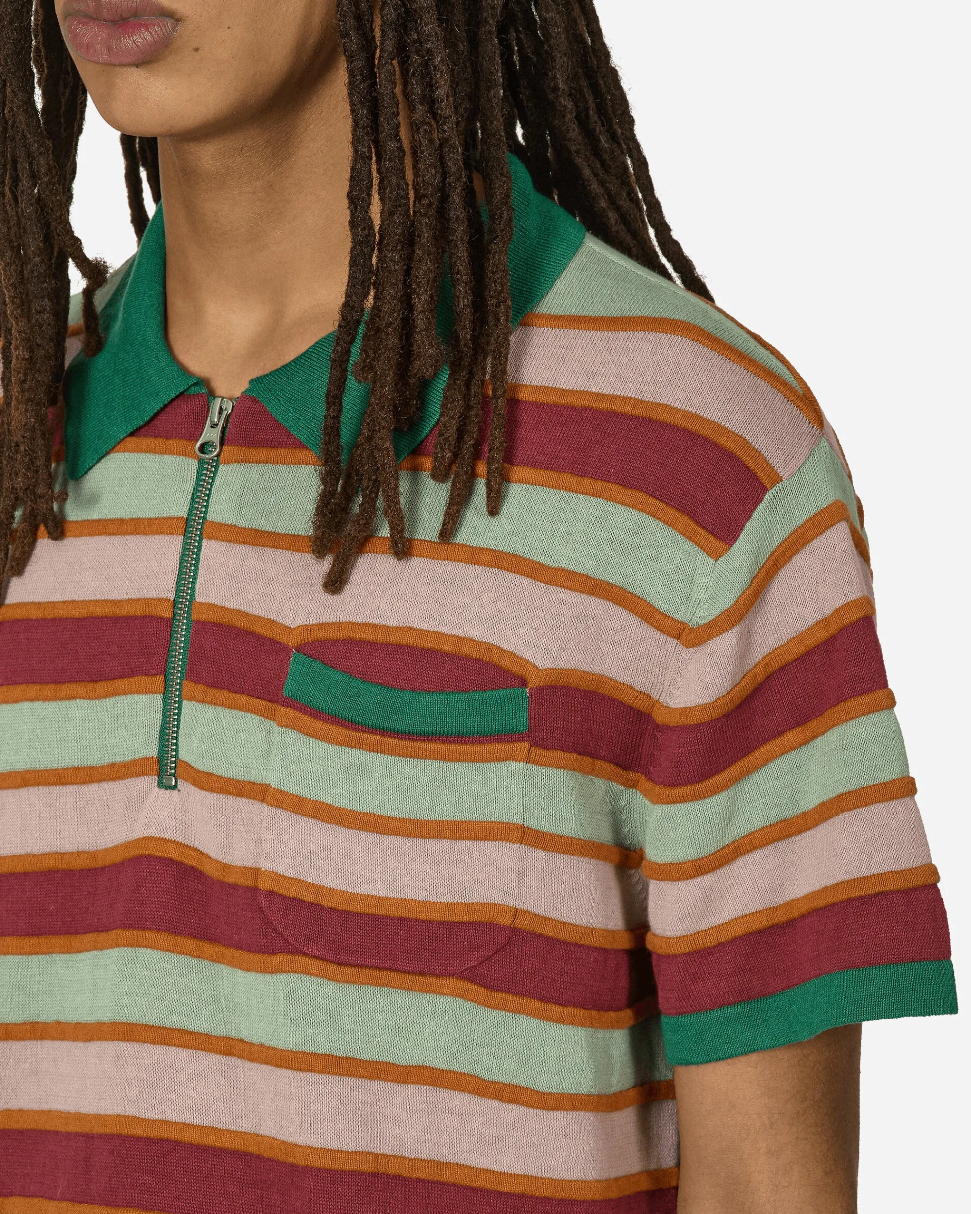 Brain Dead T-Shirts^Lifted Stripe Half Zip Shirt Red