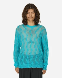 Stüssy Knitwear^Loose Knit Cross Cable Sweater Cyan