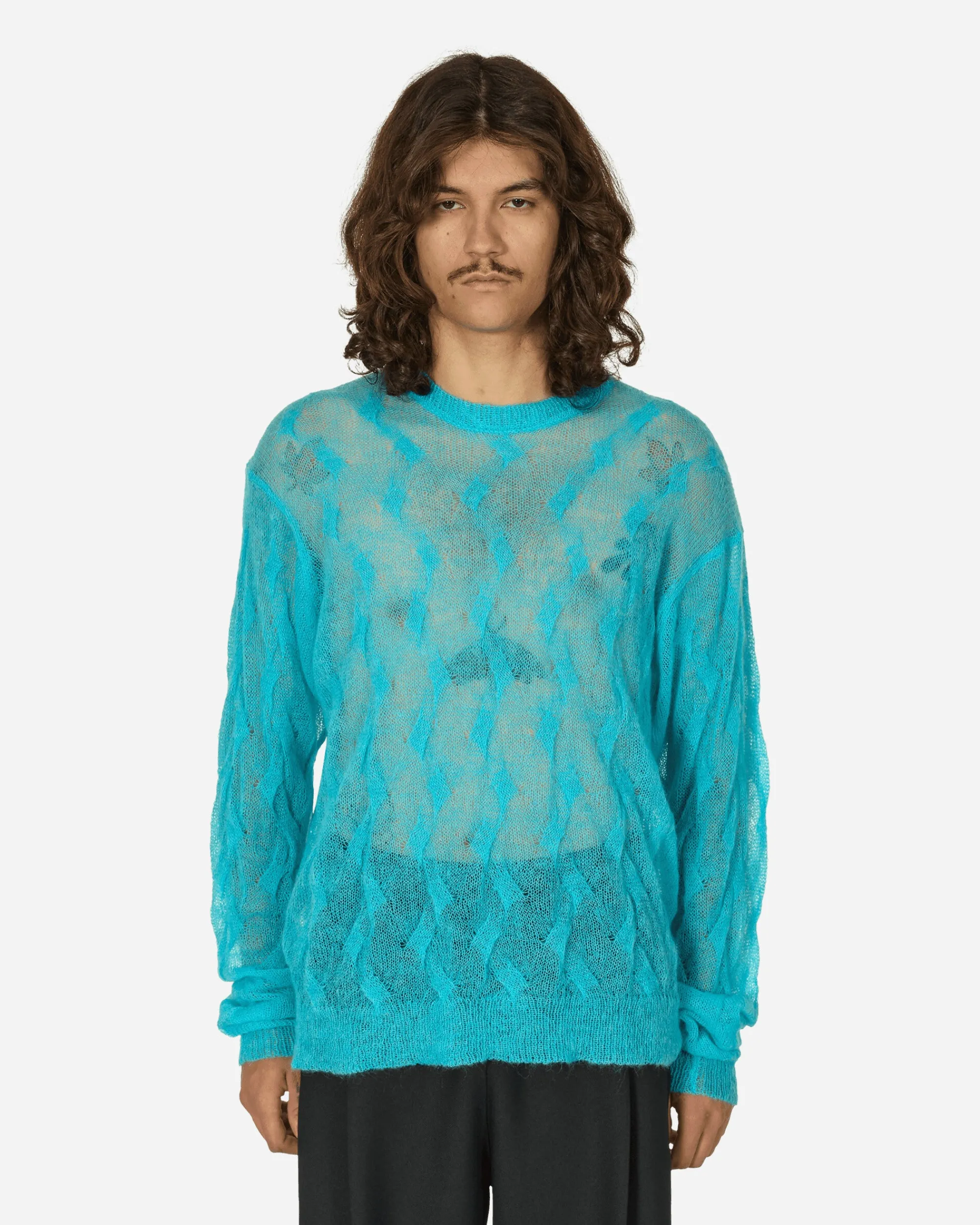 Stüssy Knitwear^Loose Knit Cross Cable Sweater Cyan