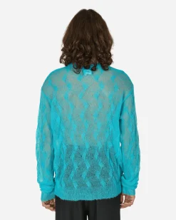Stüssy Knitwear^Loose Knit Cross Cable Sweater Cyan
