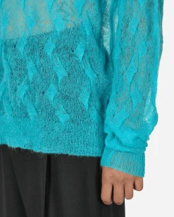 Stüssy Knitwear^Loose Knit Cross Cable Sweater Cyan
