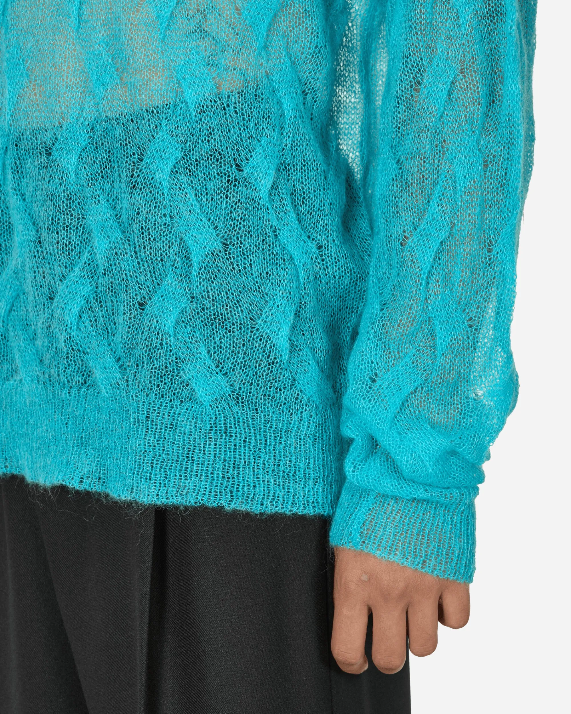 Stüssy Knitwear^Loose Knit Cross Cable Sweater Cyan
