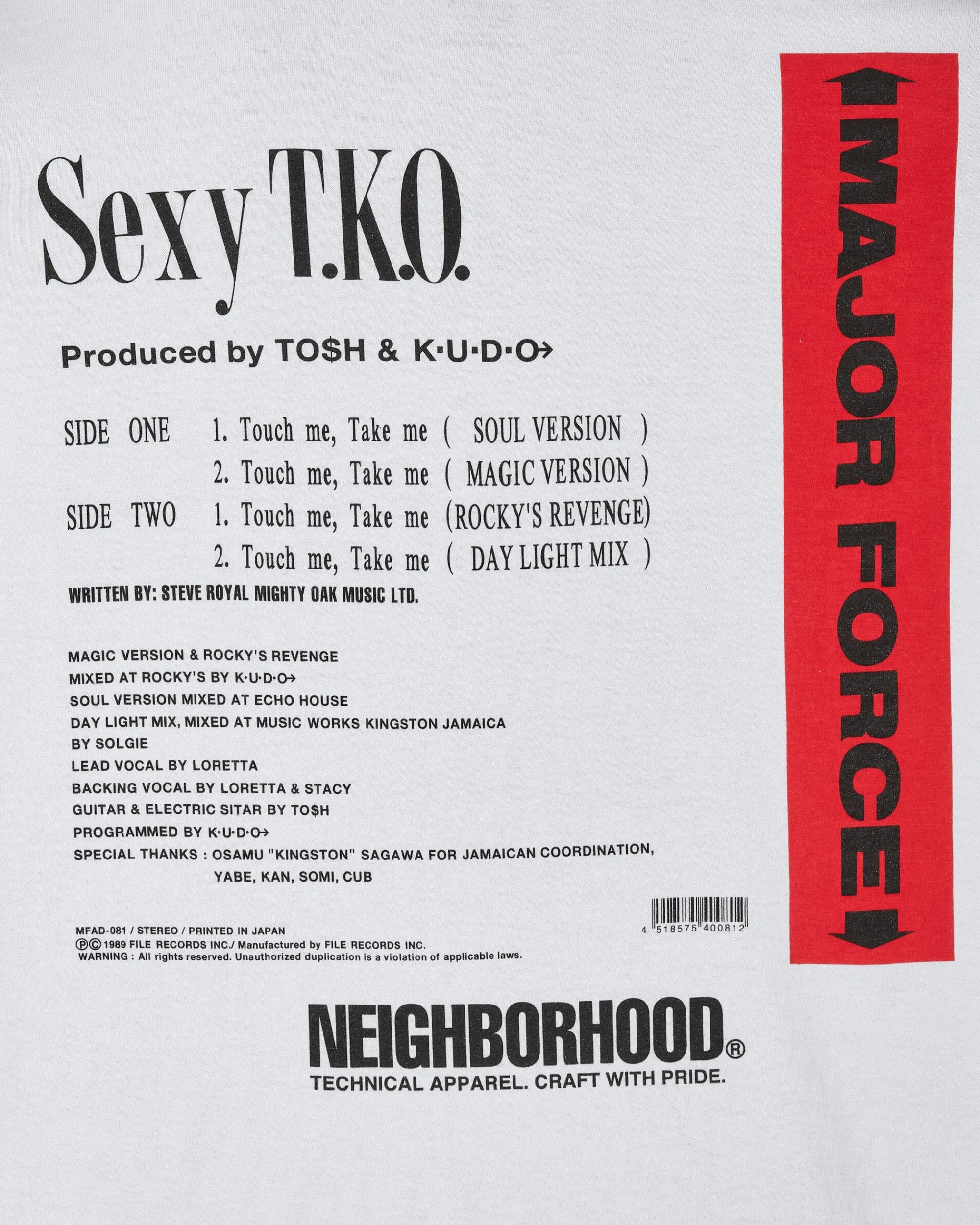 Neighborhood T-Shirts^Major Force Longsleeve T-Shirt White