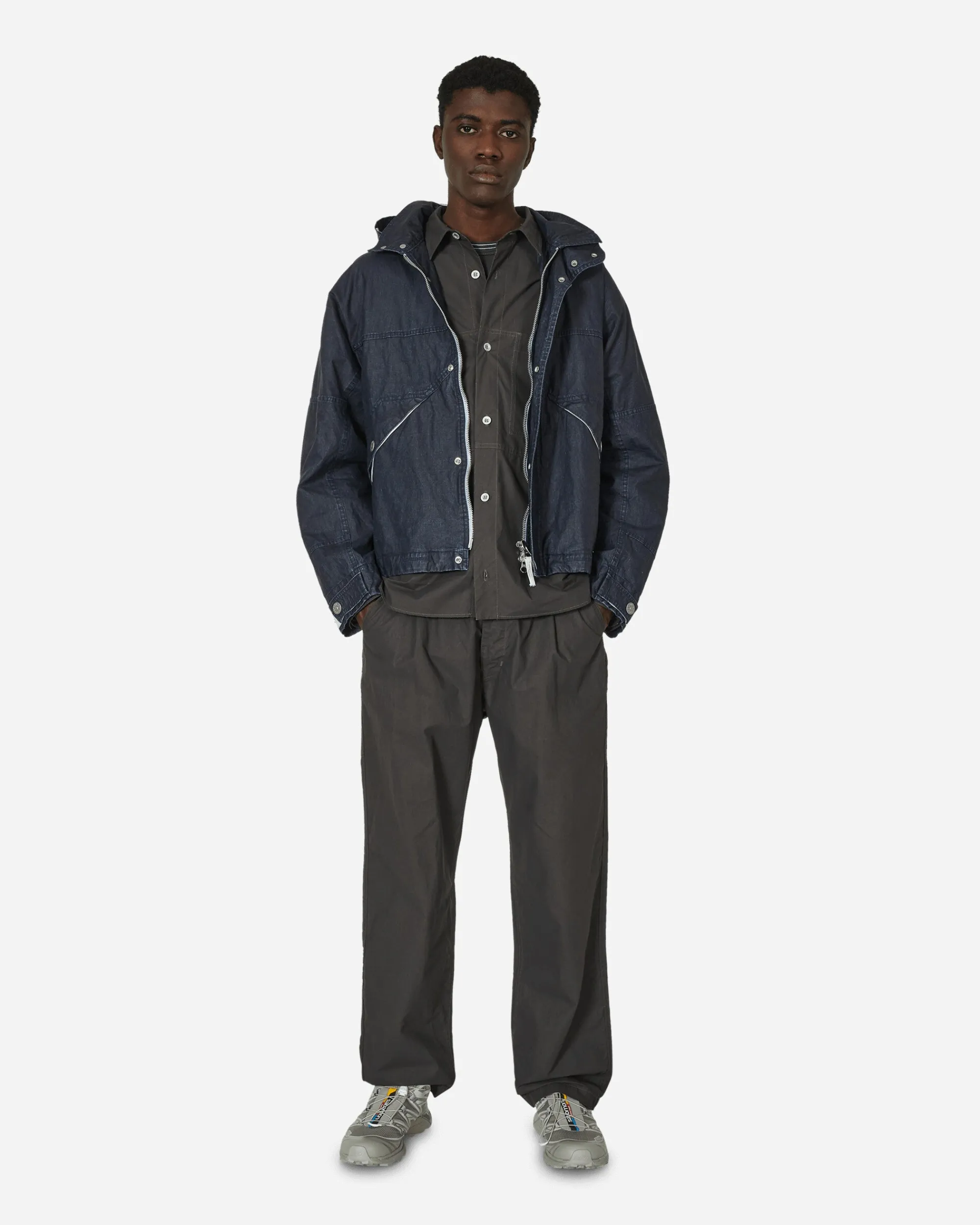 Stone Island Shirts^Marina Pleated Cotton Canvas Overshirt Charcoal