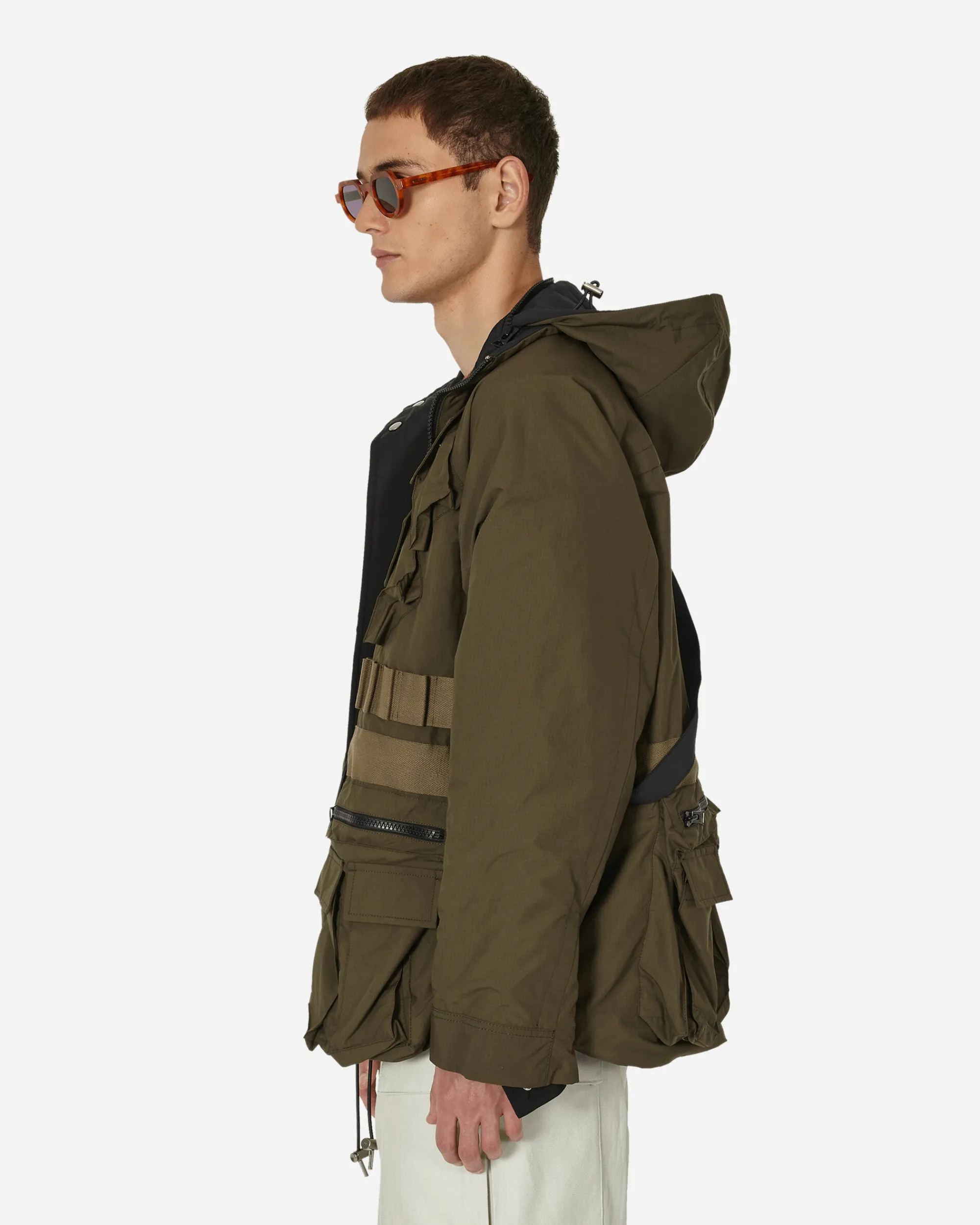 sacai Coats And Jackets^Matte Taffeta Reversible Jacket Black / Khaki