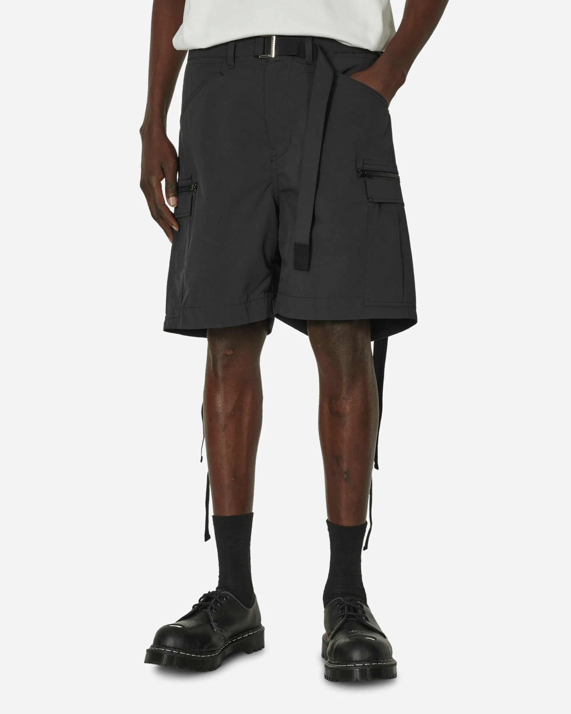 sacai Shorts^Matte Taffeta Shorts Black