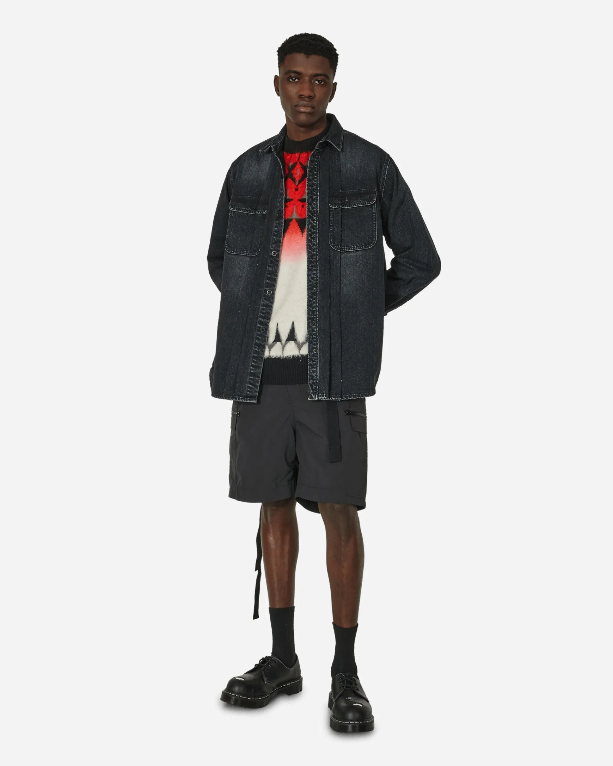 sacai Shorts^Matte Taffeta Shorts Black