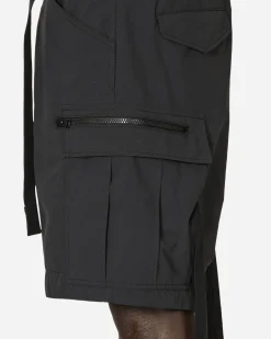 sacai Shorts^Matte Taffeta Shorts Black