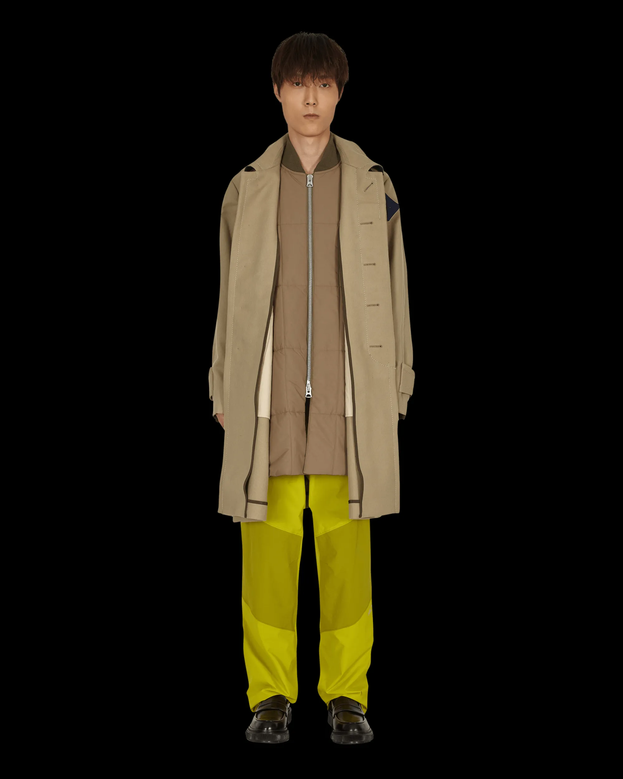 sacai Coats And Jackets^Melton Wool Coat Beige