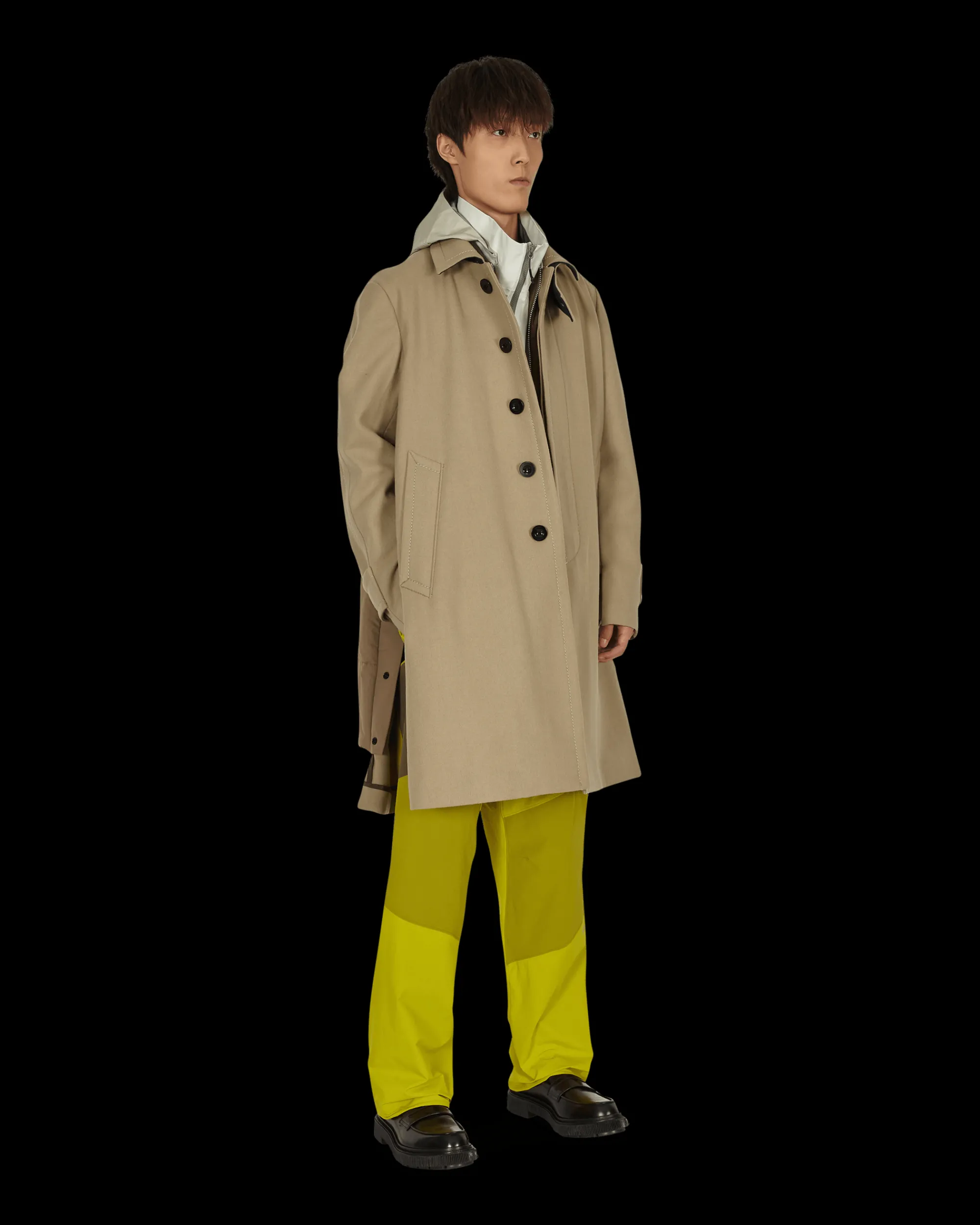 sacai Coats And Jackets^Melton Wool Coat Beige