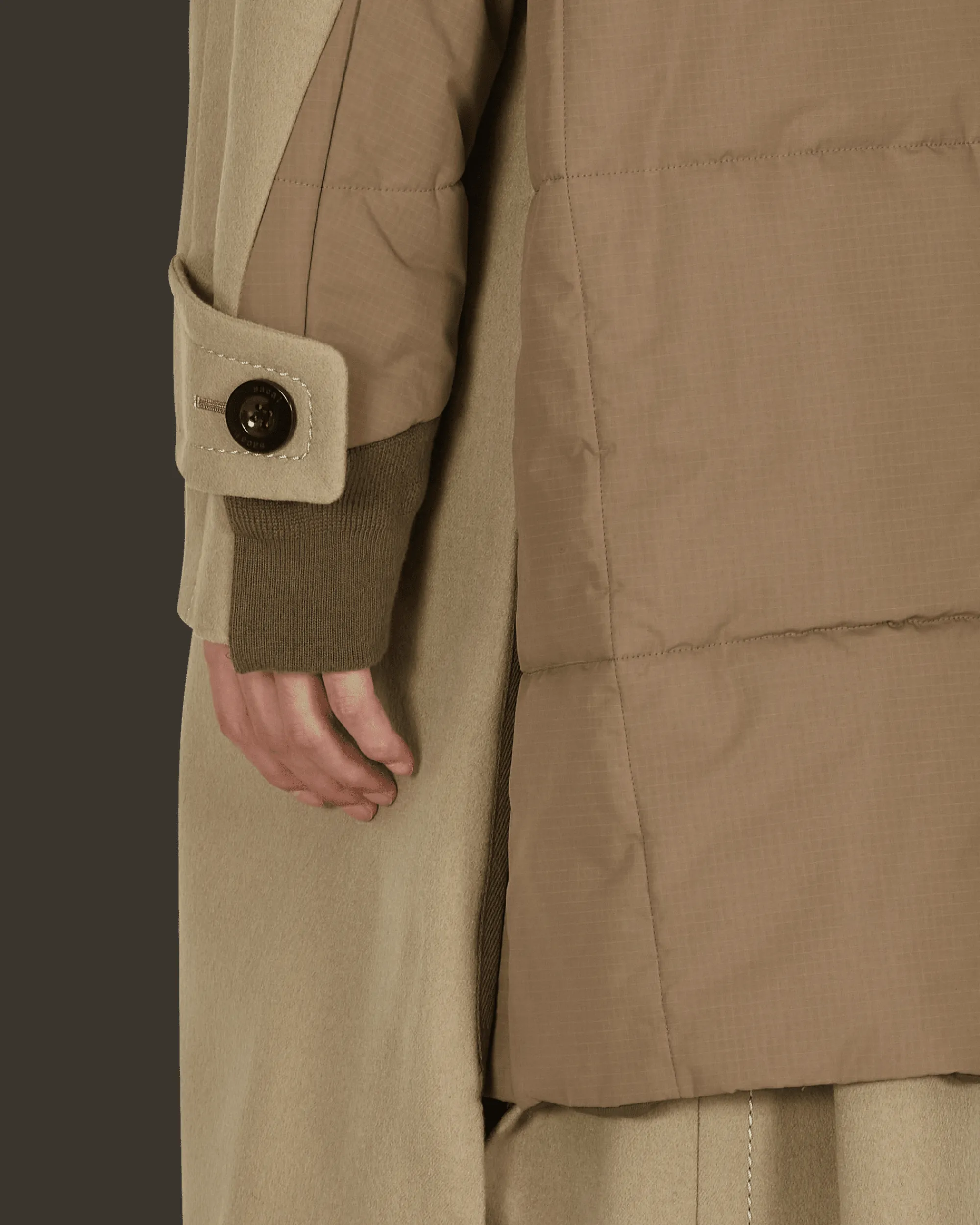 sacai Coats And Jackets^Melton Wool Coat Beige