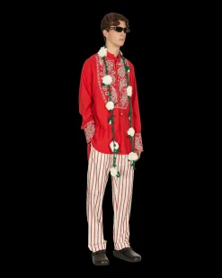 Wales Bonner Shirts^Menelik Embroidered Shirt Red