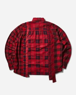 Needles Shirts^Men's 7 Cuts Flannel Shirt Over Dye Red
