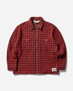 Brain Dead Shirts^Men's Check Mate Flannel Zip Shirt Red