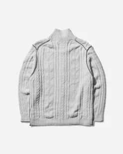 C.P. Company Knitwear^Men's Cotton Chenille Double Intarsia Zipped Knit White