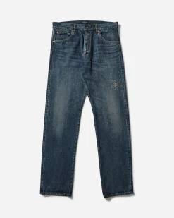 Undercover Pants^Men's Cross Embroidery Distressed Denim Pants Light Blue Indigo