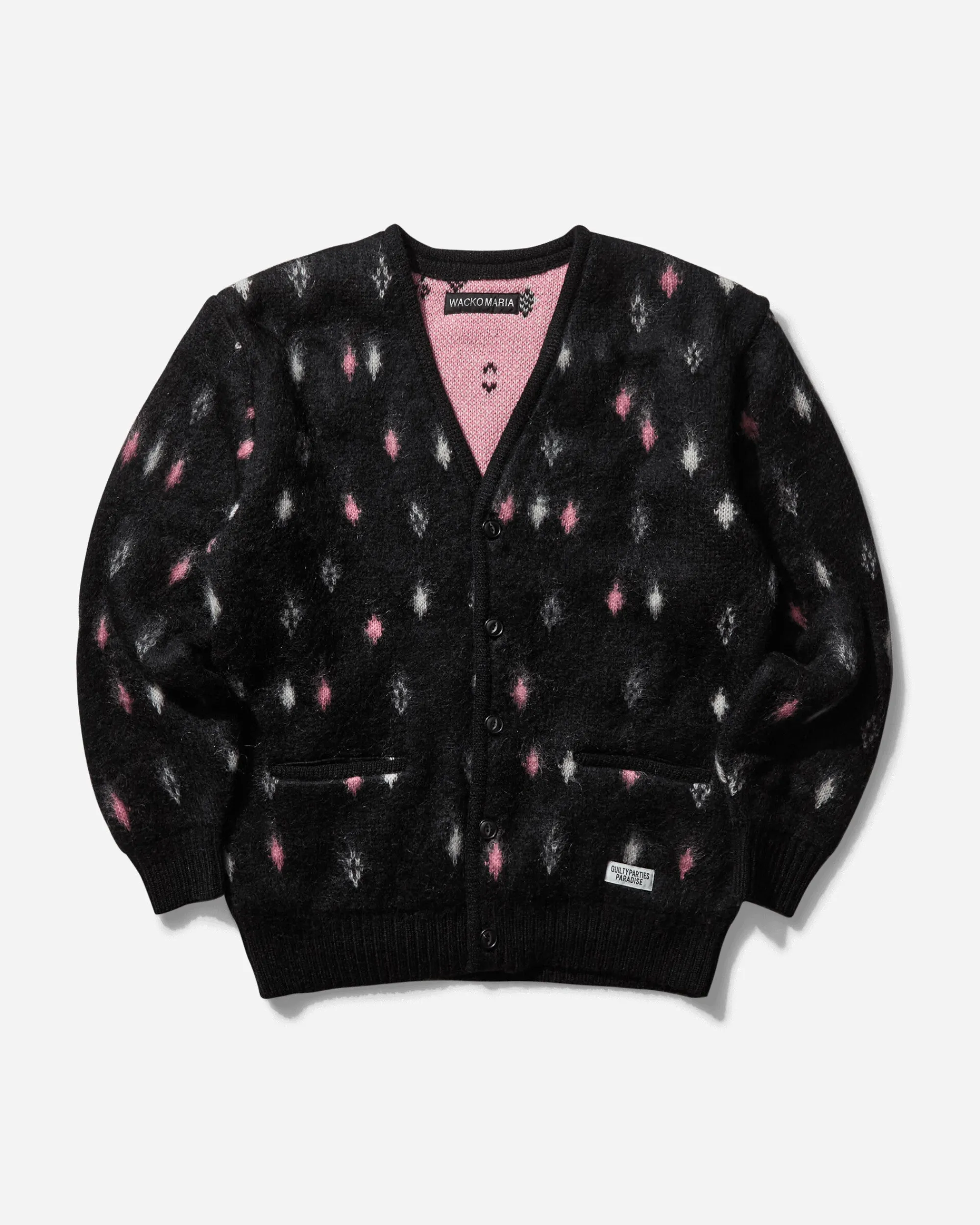 WACKO MARIA Knitwear^Men's Diamond Heavy Mohair Cardigan Black