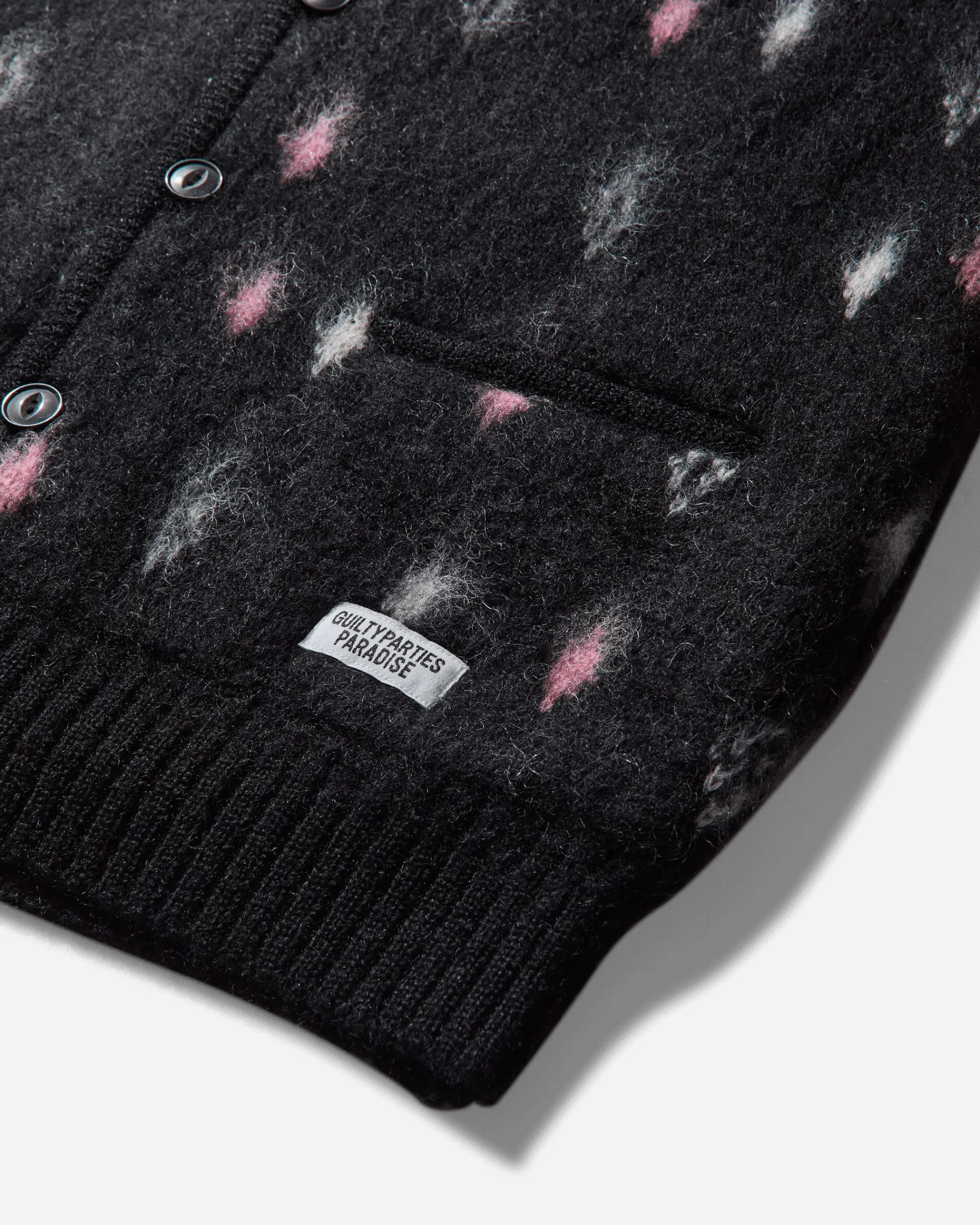 WACKO MARIA Knitwear^Men's Diamond Heavy Mohair Cardigan Black