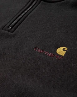 Carhartt WIP Sweatshirts^Men's Half Zip American Script Sweashirt Black