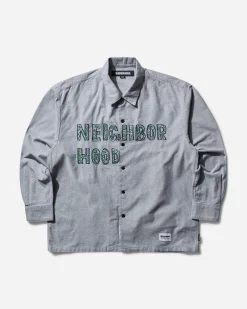 Neighborhood Shirts^Men's Hand Drawing Embroidery Longsleeve Shirt Black