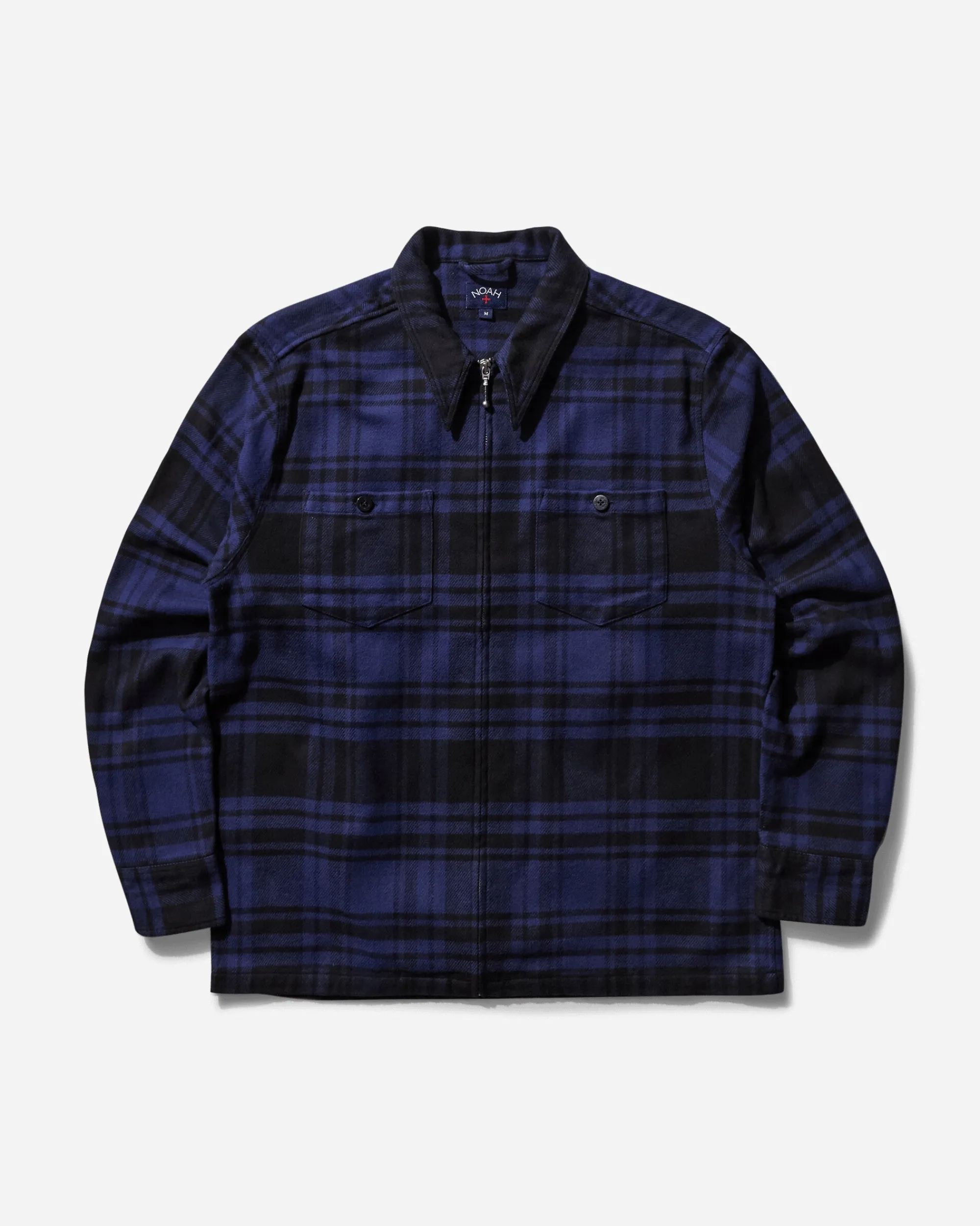 Noah Shirts^Men's Heavyweight Zip-Up Flannel Shirt Black / Blue