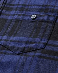 Noah Shirts^Men's Heavyweight Zip-Up Flannel Shirt Black / Blue