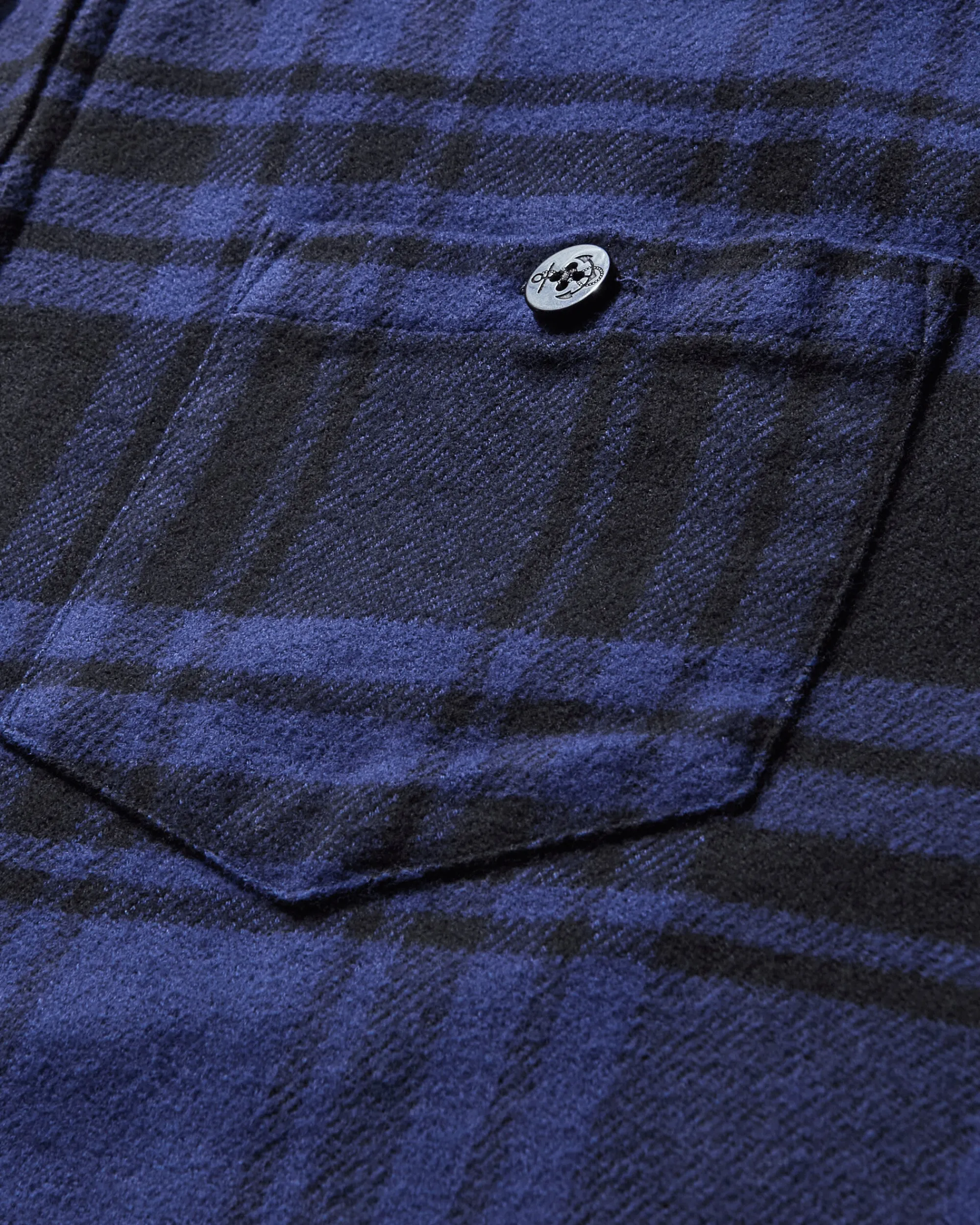 Noah Shirts^Men's Heavyweight Zip-Up Flannel Shirt Black / Blue