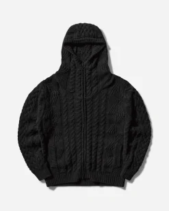 C.P. Company Knitwear^Men's Lambswool GRS Hooded Zip Cardigan Black