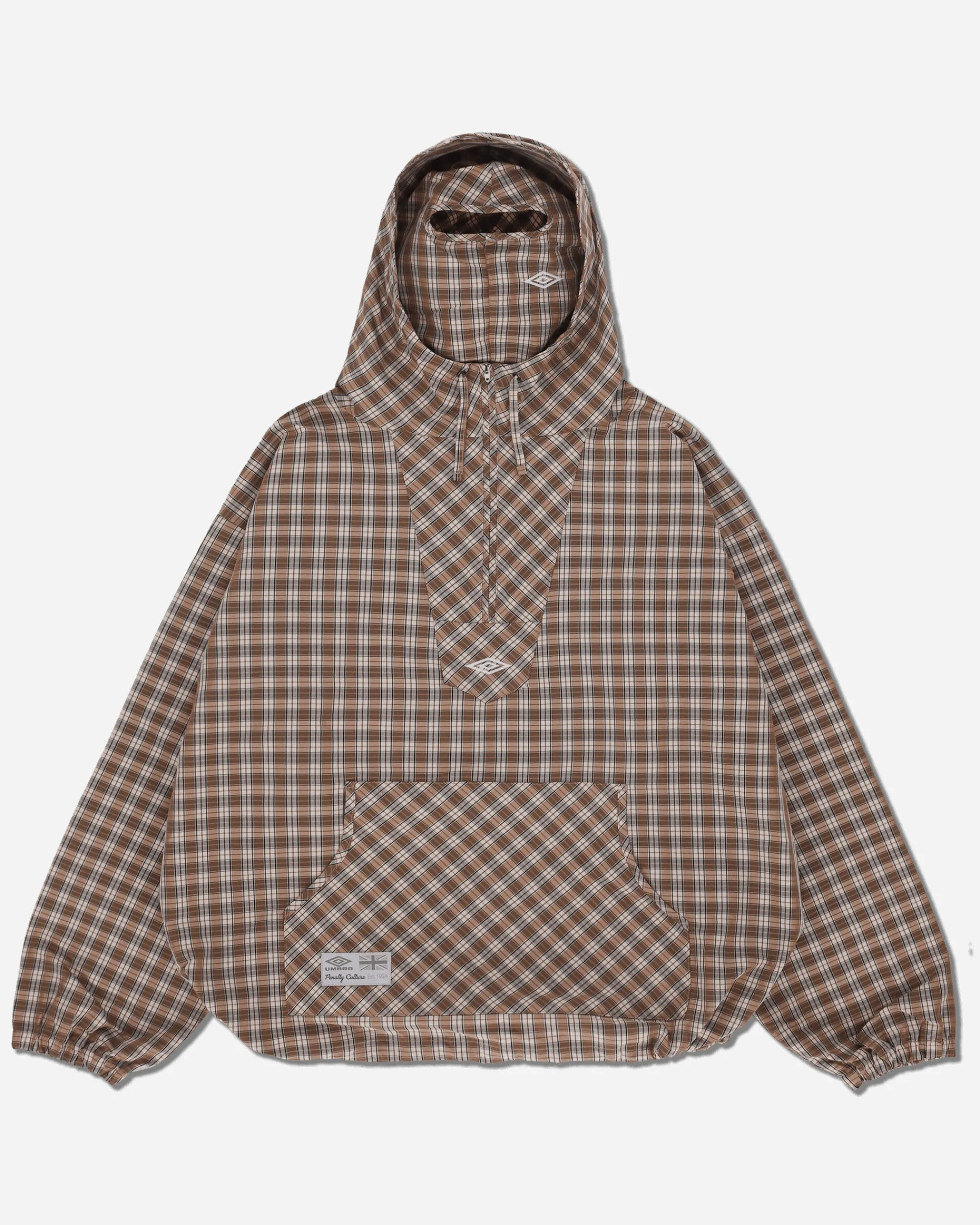 Umbro Shirts^Men's Masked Hood Plaid Overshirt Brown / Beige