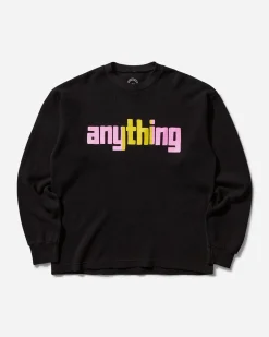 aNYthing T-Shirts^Men's Midtown Logo Waffle Knit Top Black