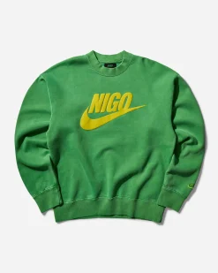 Nike Sweatshirts^Men's Nigo Fleece Crewneck Sweatshirt Lucky Green / Speed Yellow