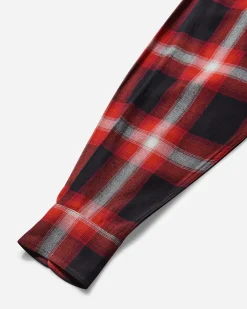 WACKO MARIA Shirts^Men's Ombre Check Open Collar Longsleeve Shirt (Type-1) Red