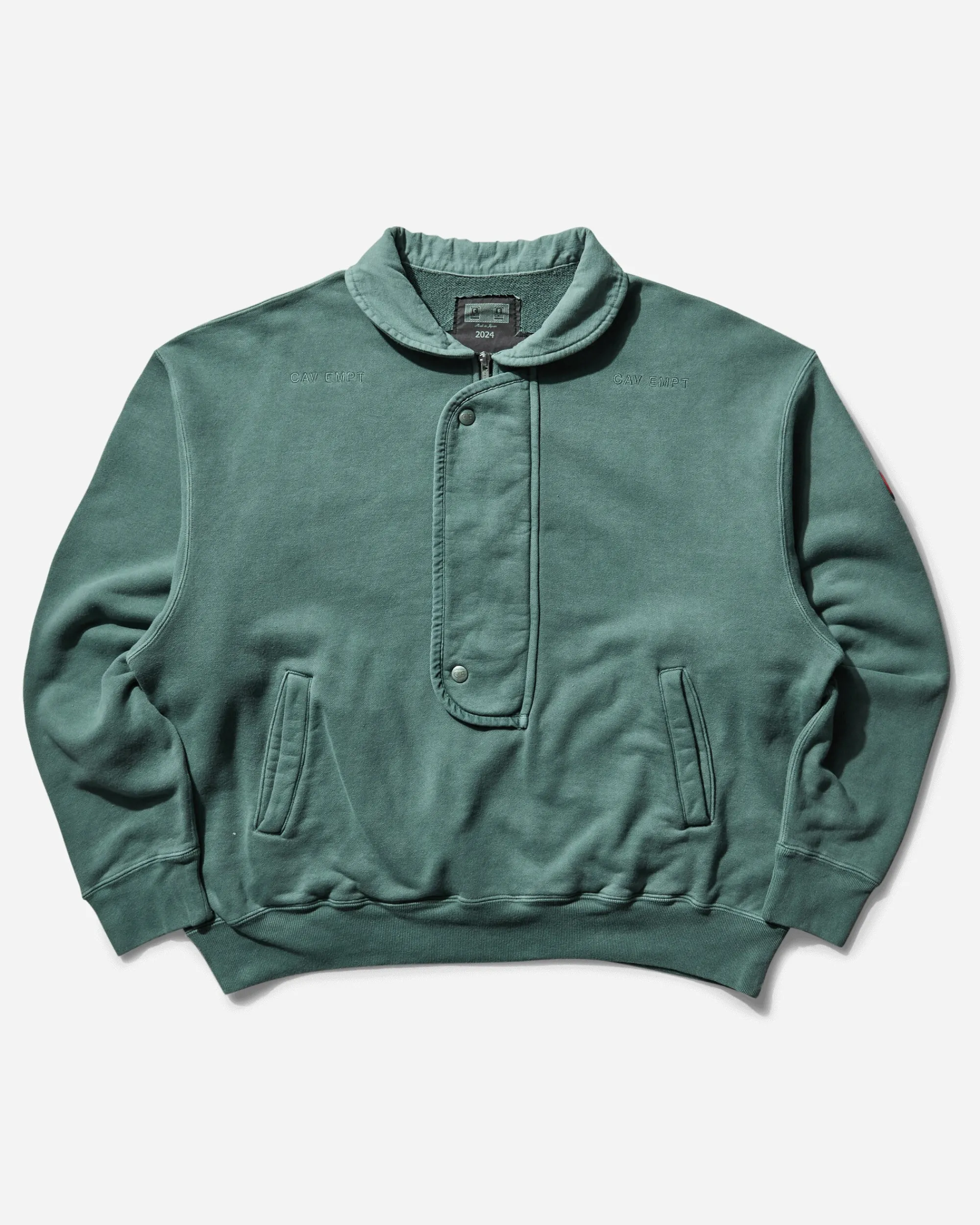 Cav Empt Sweatshirts^Men's Overdye Collared Half Zip Sweatshirt Green