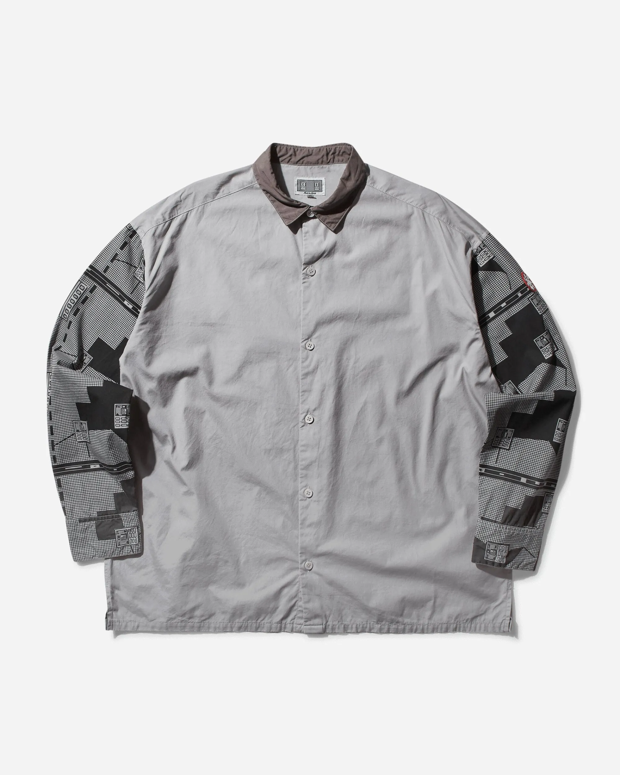 Cav Empt Shirts^Men's Overdye Grid Sleeve Big Shirt Grey