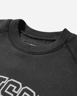 Stüssy Sweatshirts|Sweatshirts^Men's Overlock Varsity Raglan Crewneck Sweatshirt Washed Black