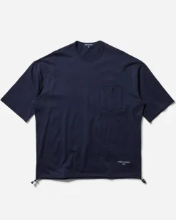 Comme Des Garçons Homme T-Shirts^Men's Oversized Drawstring Logo T-Shirt Navy