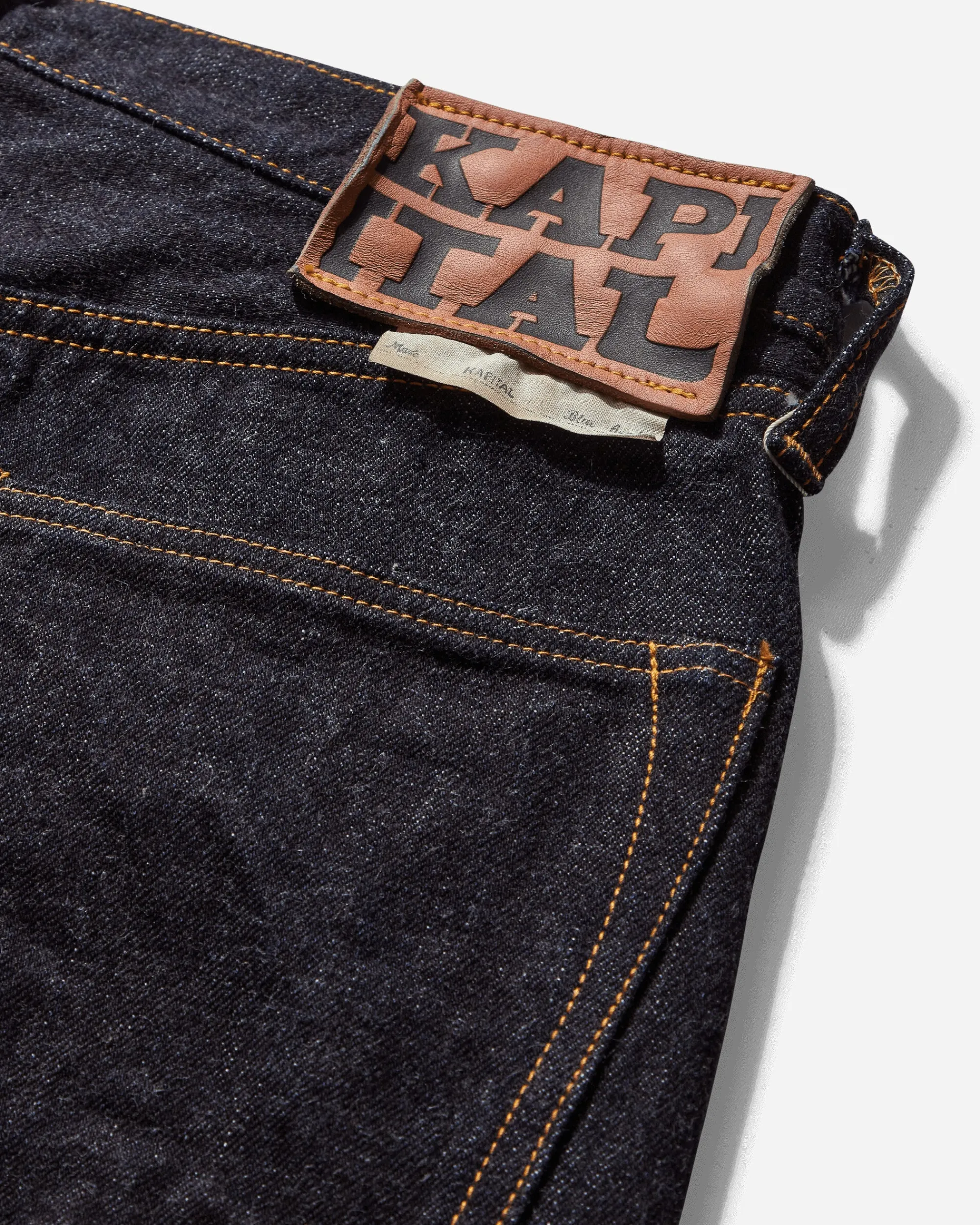KAPITAL Pants^Men's 14oz Denim 5P Monkey Cisco Jeans Black One Wash