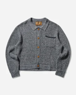 Brain Dead Knitwears|Knitwear^Men's Rib Knit Button Up Sweater Blue