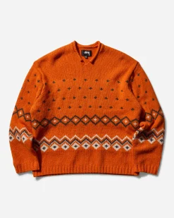 Stüssy Knitwears|Knitwear^Men's Roll Neck Fairisle Sweater Orange