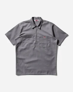 Ben Davis Shirts^Men's Solid 1/2 Zip Shortsleeve Shirt Light Grey