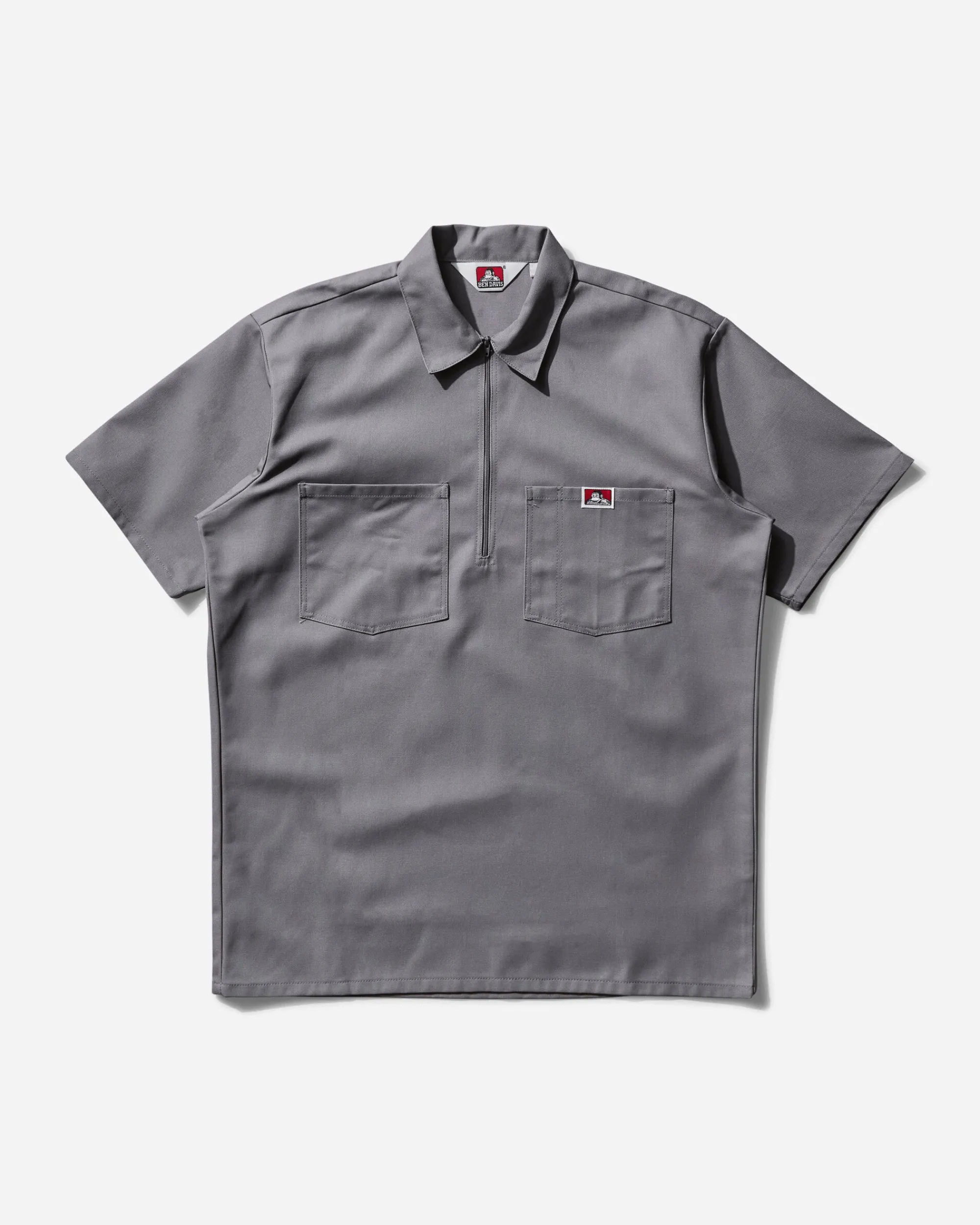 Ben Davis Shirts^Men's Solid 1/2 Zip Shortsleeve Shirt Light Grey