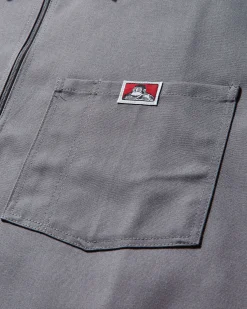 Ben Davis Shirts^Men's Solid 1/2 Zip Shortsleeve Shirt Light Grey