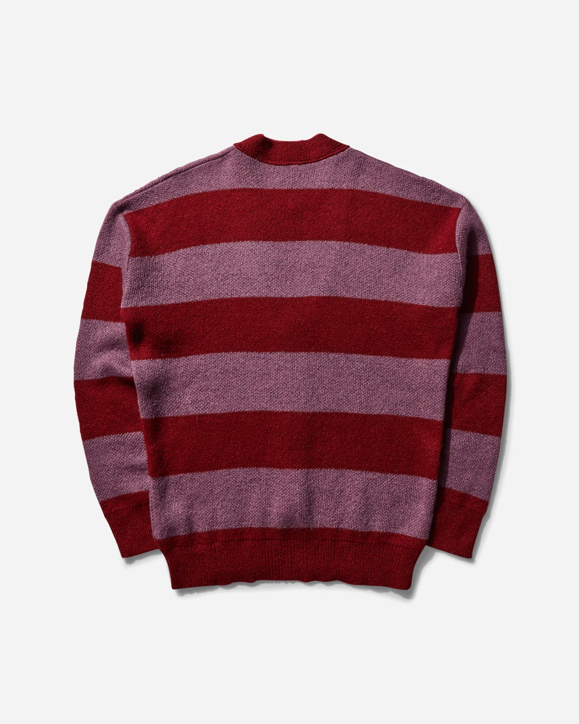 No Problemo Knitwears|Knitwear^Men's Striped Mohair Oversized Cardigan Burgundy