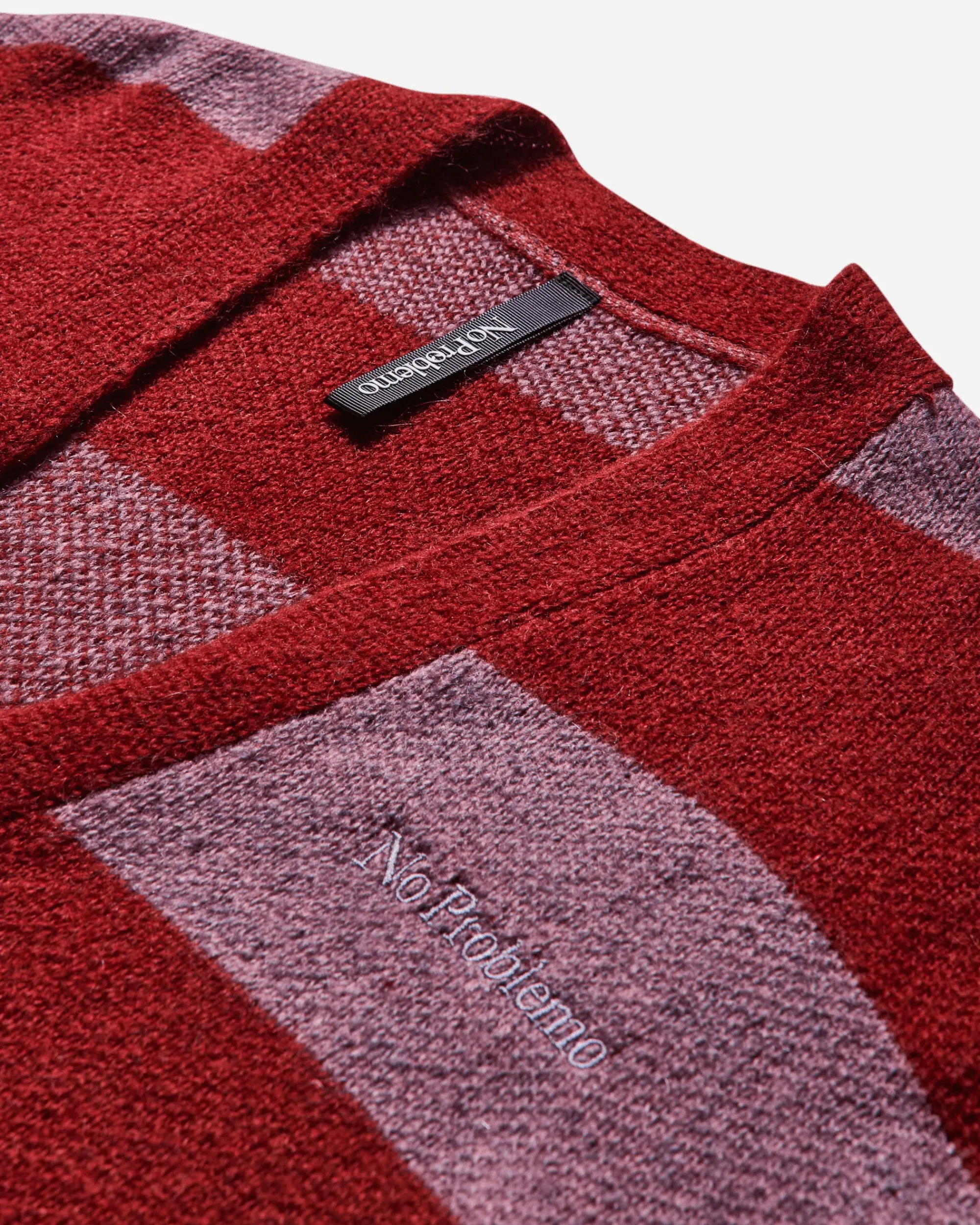 No Problemo Knitwears|Knitwear^Men's Striped Mohair Oversized Cardigan Burgundy