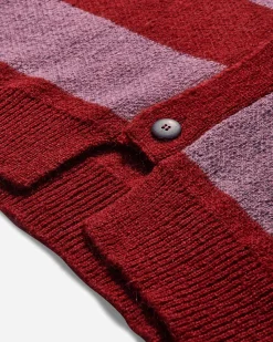 No Problemo Knitwears|Knitwear^Men's Striped Mohair Oversized Cardigan Burgundy