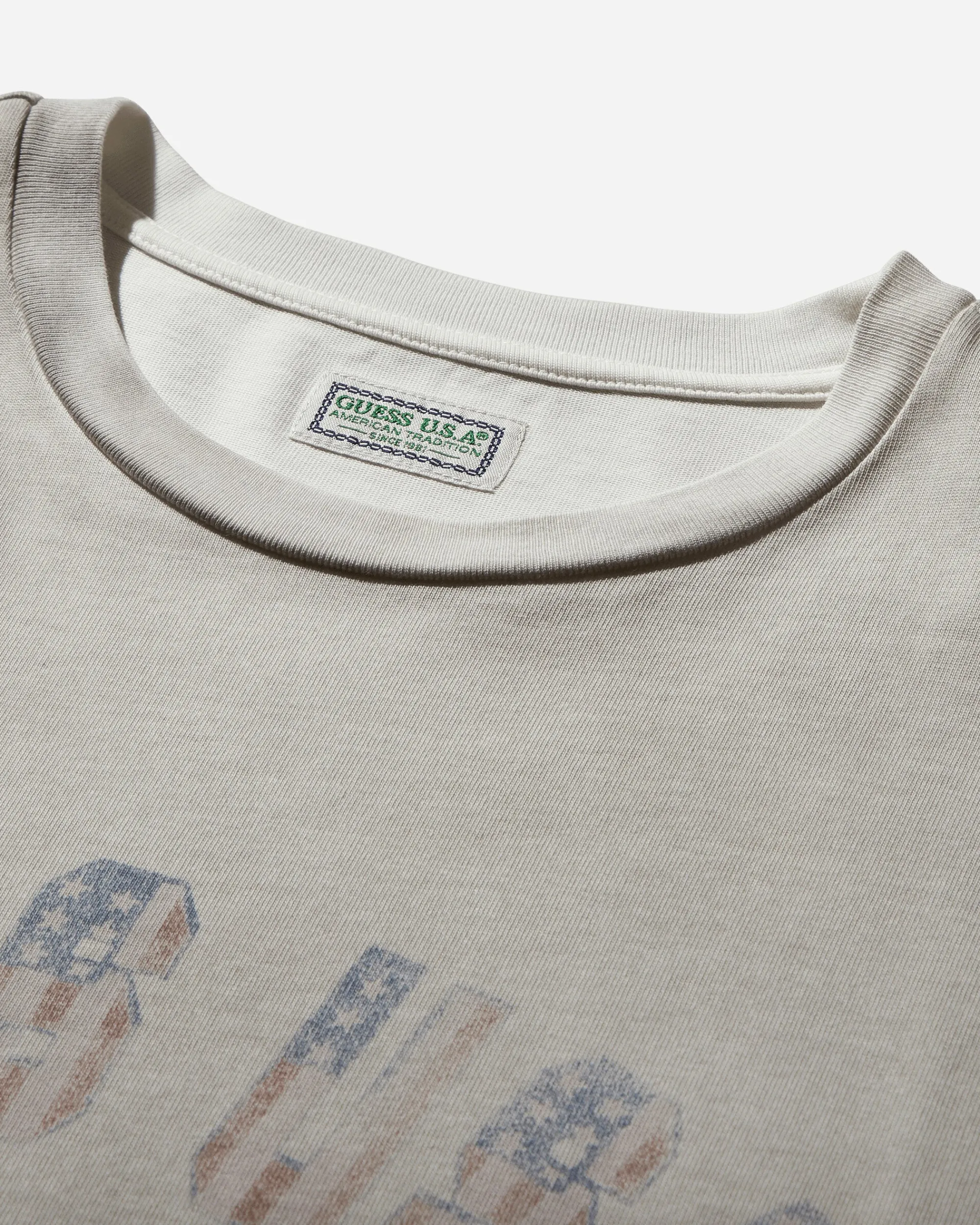 Guess USA T-Shirts^Men's Vintage Graphic T-Shirt Alabaster White