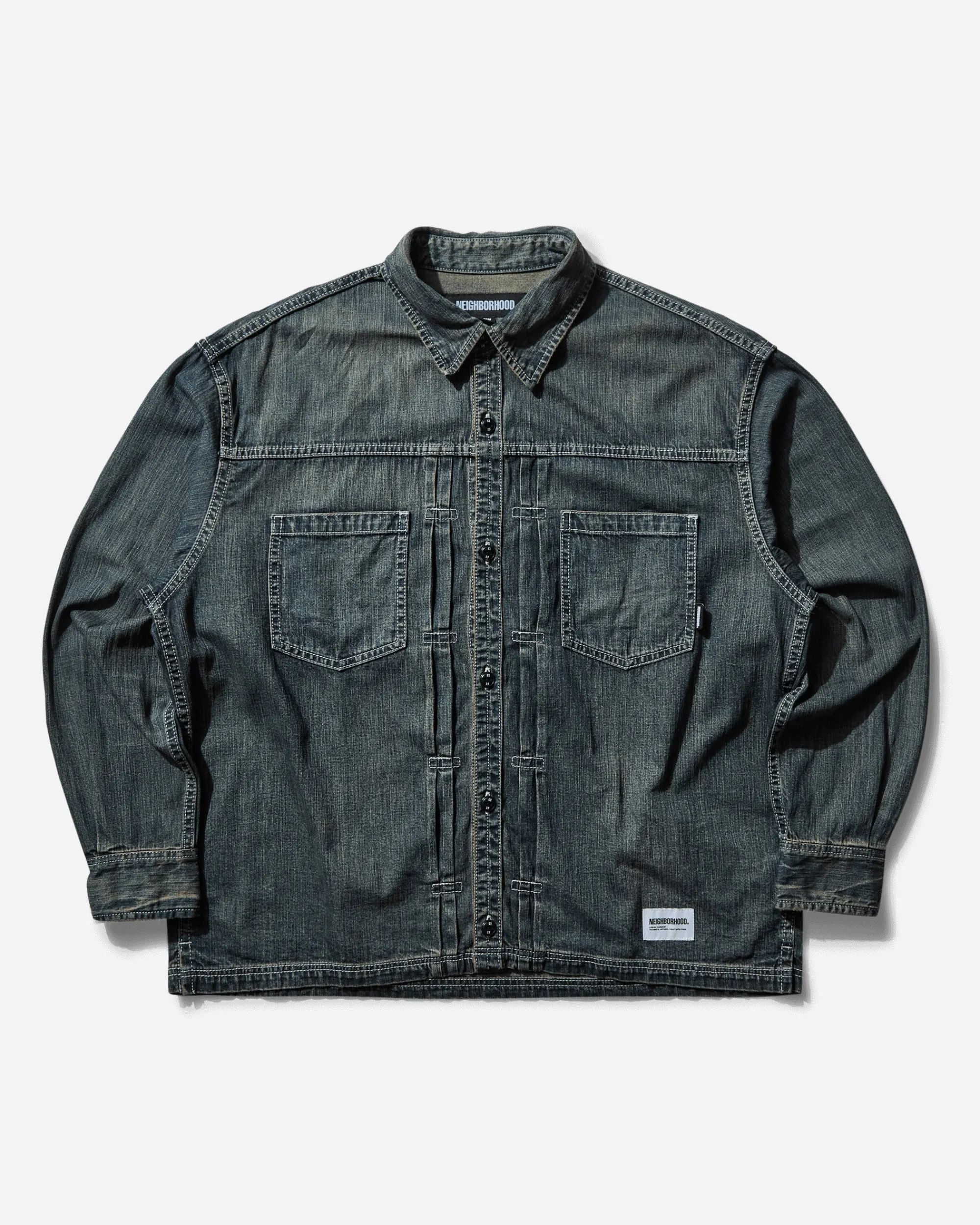 Neighborhood Shirts^Men's Washed Denim Shirt Inidigo